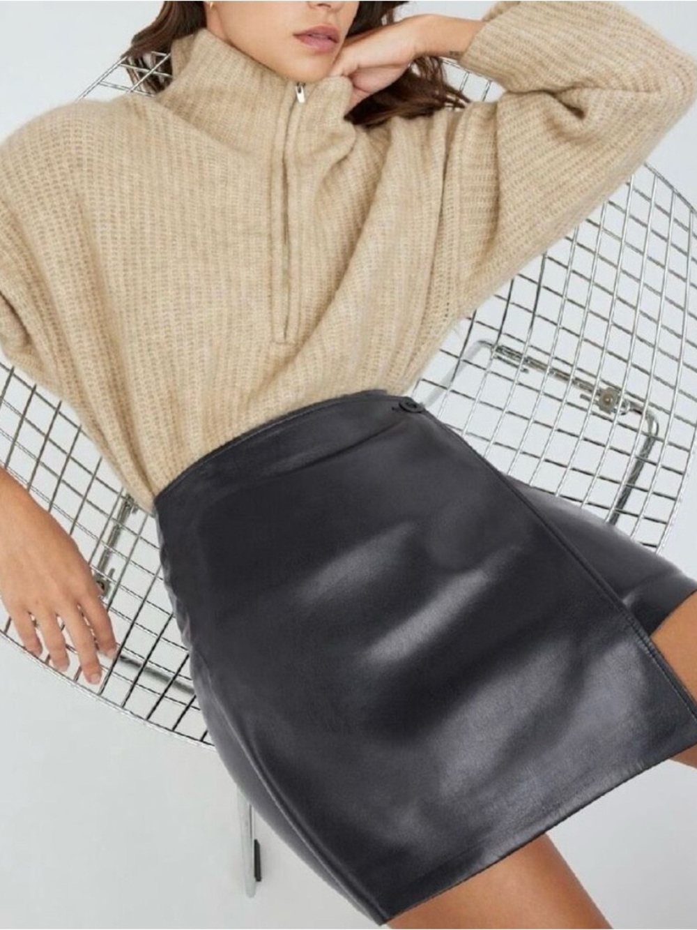 Aritzia Black Faux Leather Mini Skirt